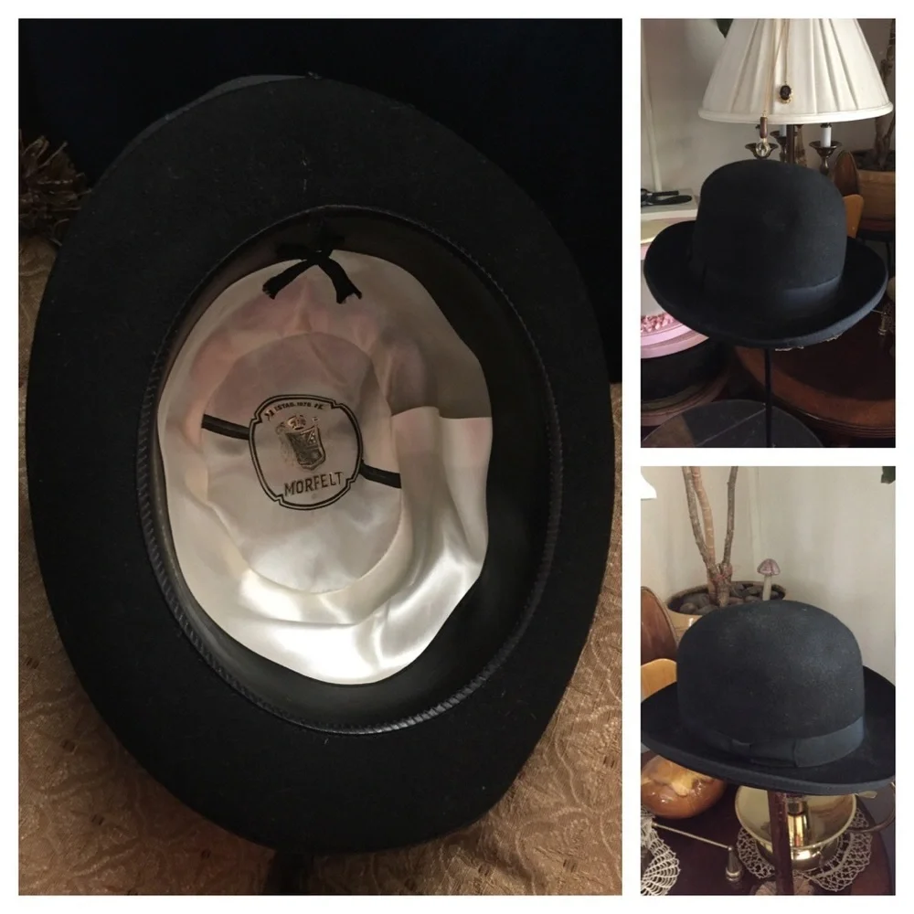 1920’s MORFELT DERBY Black Wool Felt Hat 🎉HP